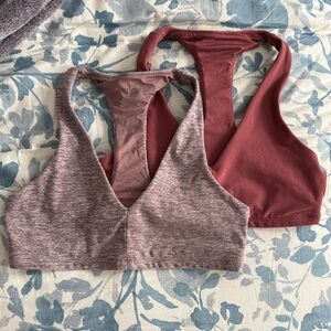 ALO Yoga Seamless Racerback Bralette Set - Heathered Mauve and Deep Rose